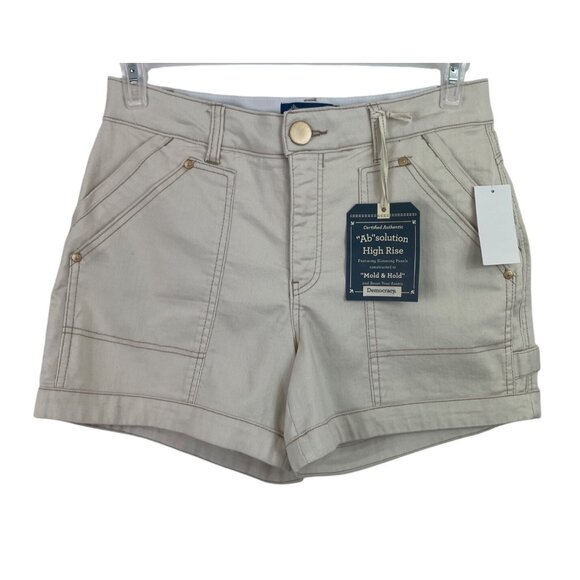 Democracy "Ab" Solution Tan High Rise Denim Shorts Womens Size 10 - Picture 1 of 11